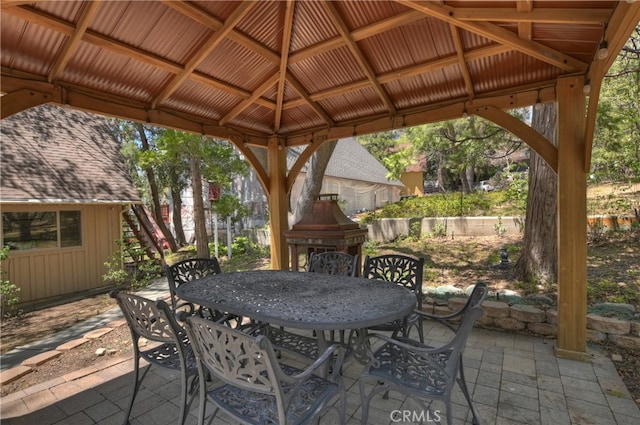 1249 Yellowstone Dr, Lake Arrowhead, CA 92352 - view of patio featuring outdoor dining area and a gazebo