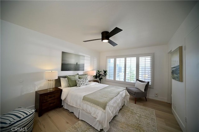 21651 Hilaria, Huntington Beach, CA 92646 - bedroom with light wood finished floors, a ceiling fan, and baseboards