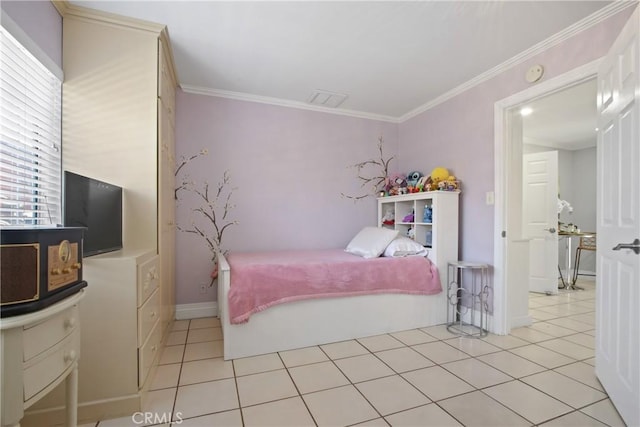 3950 E De Ora Way, Long Beach, CA 90815 - bedroom featuring ornamental molding, light tile patterned floors, and baseboards