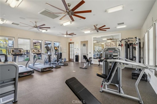 80218 Whisper Rock Way, La Quinta, CA 92253 - workout area featuring healthy amount of natural light and ceiling fan