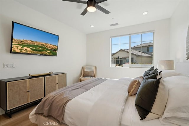 80218 Whisper Rock Way, La Quinta, CA 92253 - bedroom featuring wood finished floors, ceiling fan, and recessed lighting
