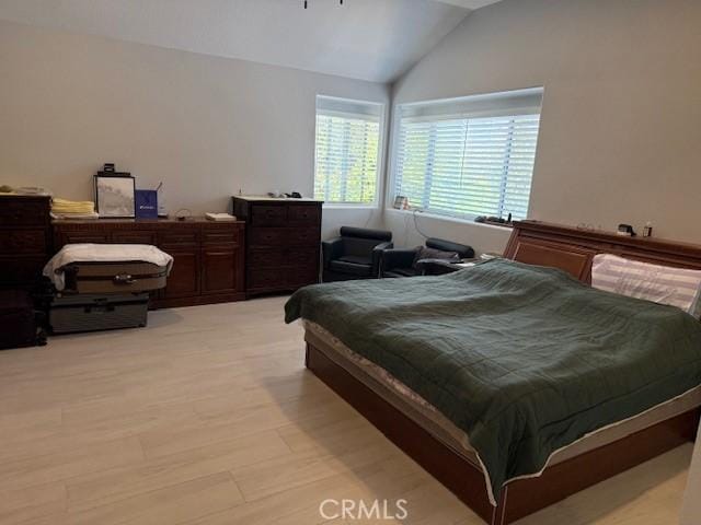 bedroom with lofted ceiling