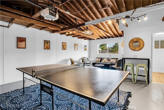 61475 Alta Vista Dr, Joshua Tree, CA 92252 - rec room featuring beamed ceiling and wooden ceiling