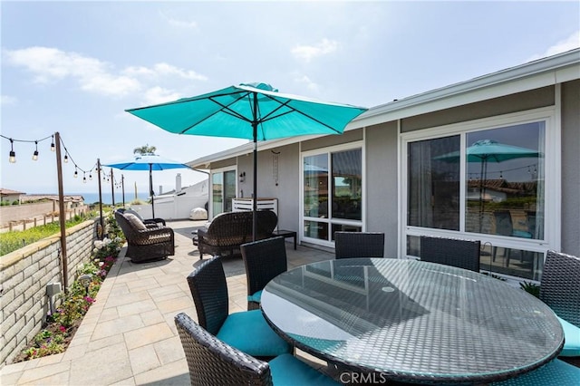 379 Camino, San Clemente, San Clemente, CA 92672 - view of patio / terrace with outdoor dining space, fence, and an outdoor hangout area