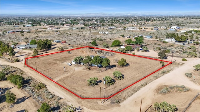 6294 Sunnyslope Rd, Phelan, CA 92371 - overview of rural landscape featuring property parcel outlined, a desert landscape, and mountains