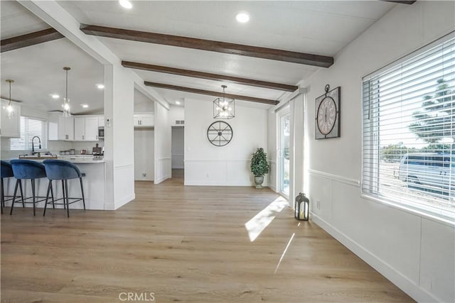 6294 Sunnyslope Rd, Phelan, CA 92371 - interior space with recessed lighting, light wood-type flooring, and baseboards