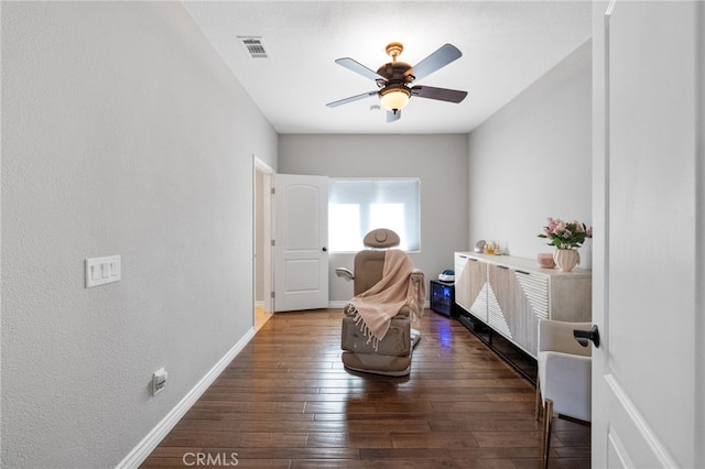 40493 Calle Katerine, Temecula, CA 92591 - living area with ceiling fan, hardwood / wood-style flooring, baseboards, and a textured wall