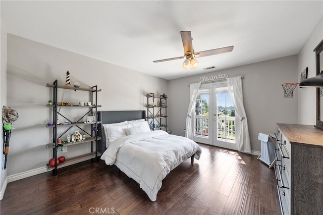 40493 Calle Katerine, Temecula, CA 92591 - bedroom featuring access to exterior, baseboards, and dark wood-type flooring