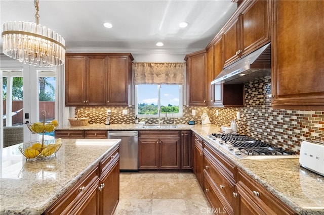 40493 Calle Katerine, Temecula, CA 92591 - kitchen featuring stainless steel appliances, a sink, under cabinet range hood, healthy amount of natural light, and recessed lighting