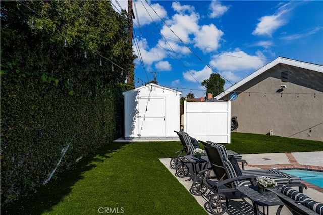 4571 Mimosa Dr, Yorba Linda, CA 92886 - view of yard with a storage shed, an outbuilding, and a patio