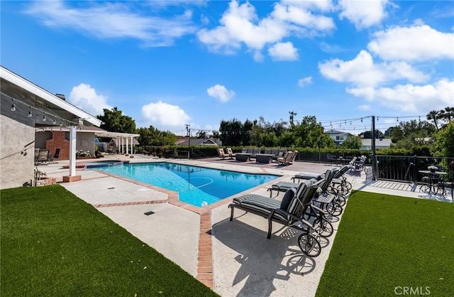 4571 Mimosa Dr, Yorba Linda, CA 92886 - view of swimming pool featuring a patio area, a pergola, and an outdoor hangout area