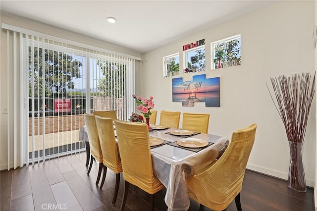 dining space featuring wood finished floors