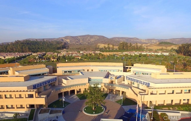 aerial view of a mountain backdrop