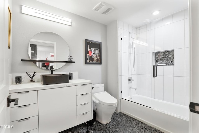 1524 Seabridge Ln, Oxnard, CA 93035 - bathroom with vanity, shower / bath combination with glass door, and recessed lighting