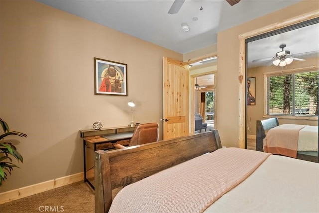 1020 Heritage Trl, Big Bear City, CA 92314 - bedroom featuring baseboards and a ceiling fan