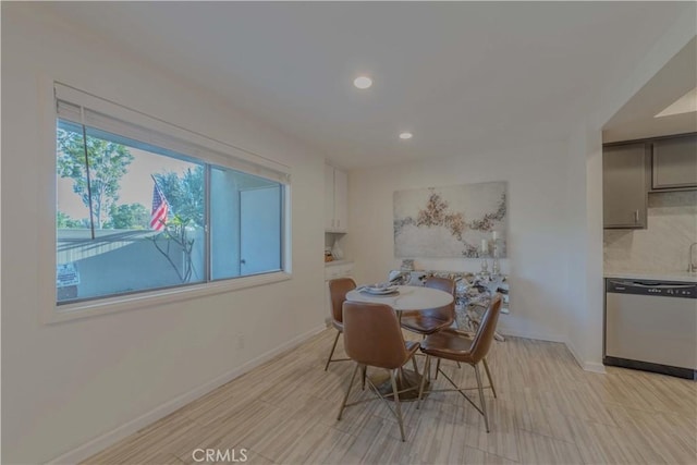 13624 La Jolla Cir Unit D, La Mirada, CA 90638 - dining space featuring recessed lighting, baseboards, and light wood-style floors