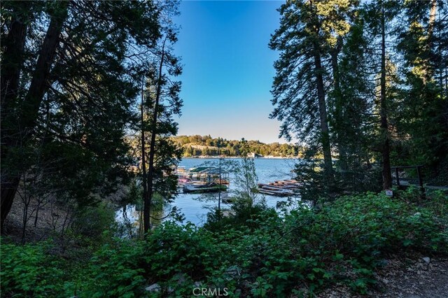 222 Holiday Dr, Lake Arrowhead, CA 92352 - water view with a boat dock