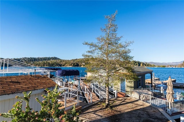 222 Holiday Dr, Lake Arrowhead, CA 92352 - dock featuring a water and mountain view