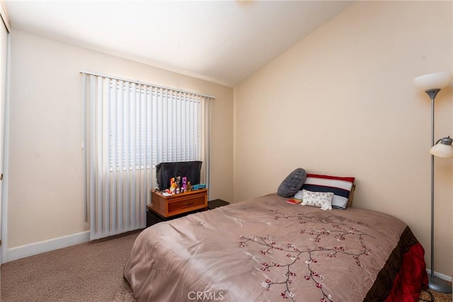 9656 Pebble Brook Dr, Moreno Valley, CA 92557 - bedroom featuring lofted ceiling, carpet floors, and baseboards