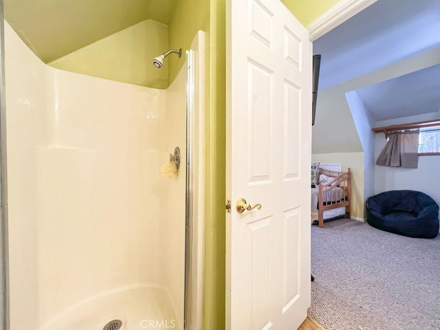 15616 San Moritz Dr, Pine Mountain Club, CA 93222 - full bath featuring a stall shower and lofted ceiling