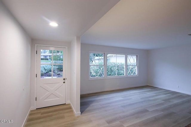 6429 Creemore Ln, Tujunga, CA 91042 - entryway featuring light wood-style floors, baseboards, and recessed lighting