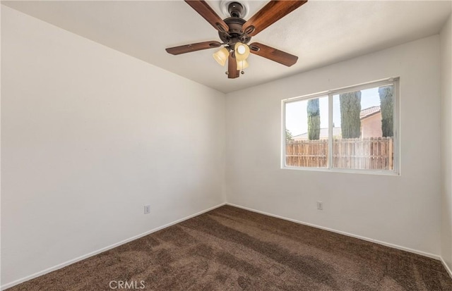 7728 Balsa Ave, Yucca Valley, CA 92284 - unfurnished room with dark colored carpet, baseboards, and a ceiling fan