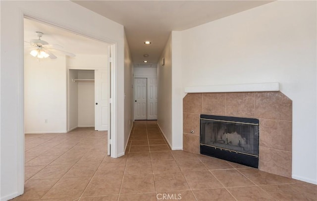 7728 Balsa Ave, Yucca Valley, CA 92284 - hall featuring recessed lighting, light tile patterned flooring, and baseboards