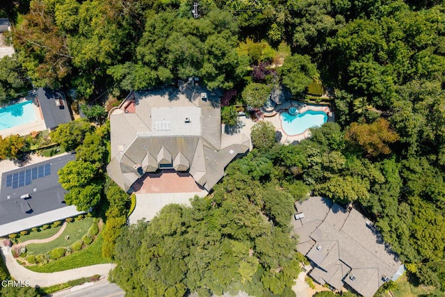 aerial view of a pool