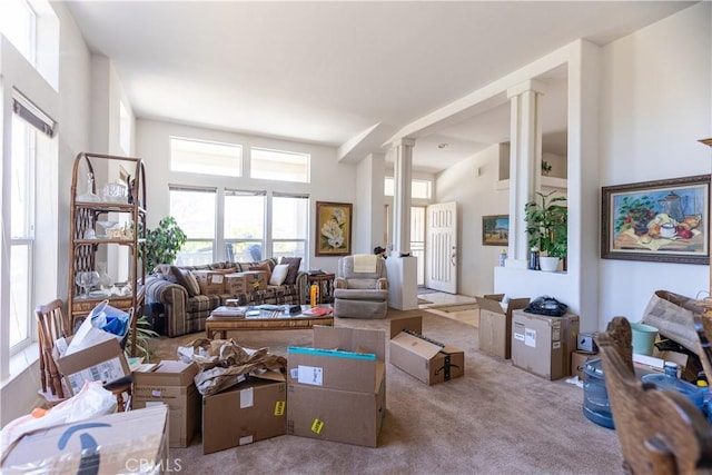 33220 Wilson St, Wildomar, CA 92595 - carpeted living room with ornate columns