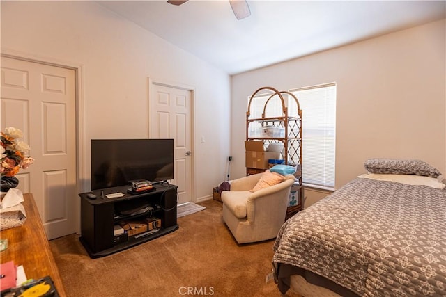 33220 Wilson St, Wildomar, CA 92595 - carpeted bedroom with vaulted ceiling and ceiling fan