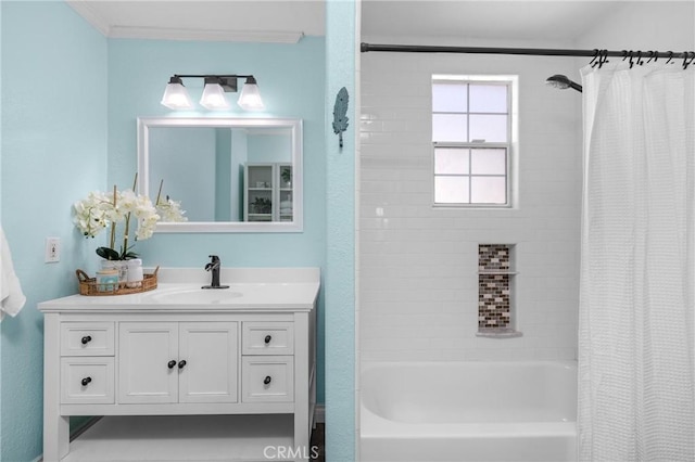 555 E Branch St, Arroyo Grande, CA 93420 - bathroom featuring shower / bath combination with curtain and vanity