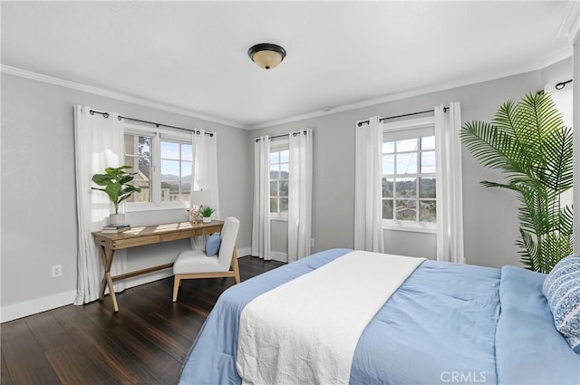 555 E Branch St, Arroyo Grande, CA 93420 - bedroom with dark wood-type flooring, multiple windows, crown molding, and baseboards