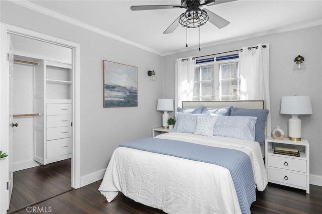 555 E Branch St, Arroyo Grande, CA 93420 - bedroom featuring wood finished floors, crown molding, baseboards, and a ceiling fan