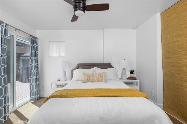 555 E Branch St, Arroyo Grande, CA 93420 - bedroom with access to outside, multiple windows, and a ceiling fan