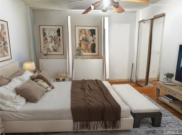 12145 Wanda St, El Monte, CA 91732 - bedroom featuring wood finished floors and a ceiling fan