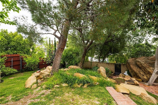 view of yard featuring fence