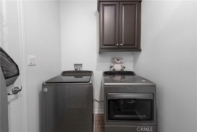 3225 E Denali Dr, Ontario, CA 91762 - clothes washing area with independent washer and dryer and cabinet space