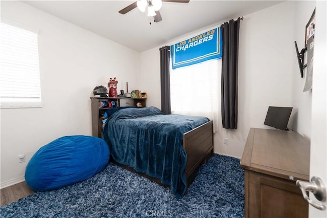 3225 E Denali Dr, Ontario, CA 91762 - bedroom featuring baseboards, ceiling fan, and wood finished floors
