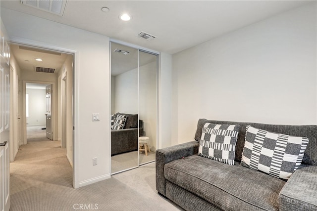7354 Freesia Ln, Chino, CA 91708 - living area featuring light carpet, recessed lighting, and baseboards