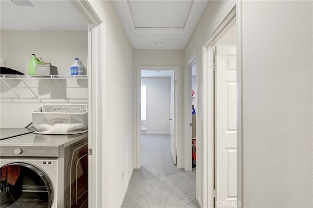 7354 Freesia Ln, Chino, CA 91708 - laundry area featuring washer / clothes dryer, carpet flooring, and baseboards