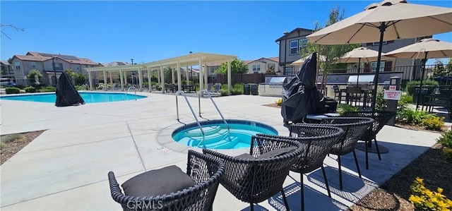 7354 Freesia Ln, Chino, CA 91708 - community pool featuring a community hot tub, a patio area, and a residential view