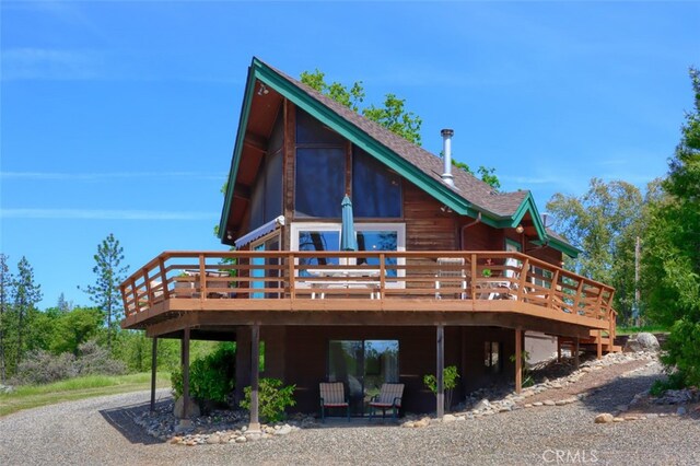 5027 Fox Creek Rd, Mariposa, CA 95338 - rear view of property with a wooden deck