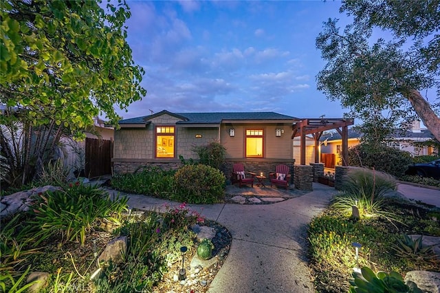 386 Los Altos Ave, Long Beach, CA 90814 - view of front of home featuring stone siding and a pergola