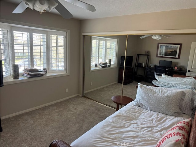 3108 Sumatra Pl, Costa Mesa, CA 92626 - bedroom featuring carpet flooring, a closet, baseboards, and ceiling fan