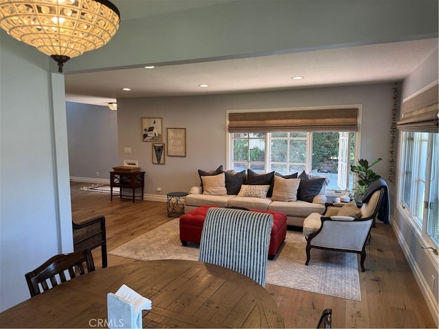 3108 Sumatra Pl, Costa Mesa, CA 92626 - living room featuring wood finished floors, baseboards, and recessed lighting