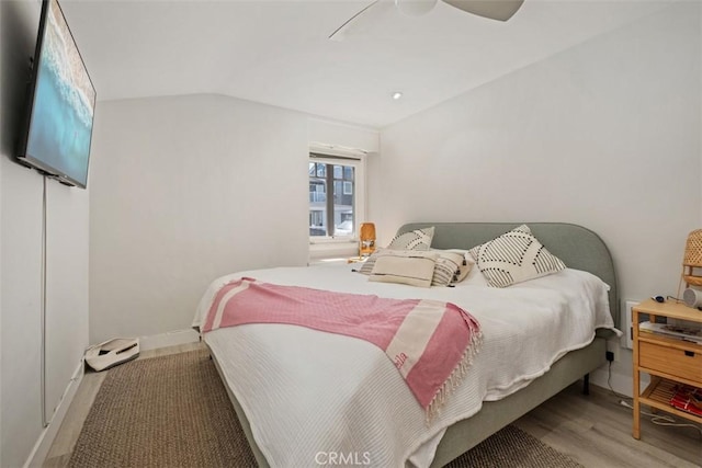 202 Onyx Ave, Newport Beach, CA 92662 - bedroom with wood finished floors, lofted ceiling, ceiling fan, and baseboards