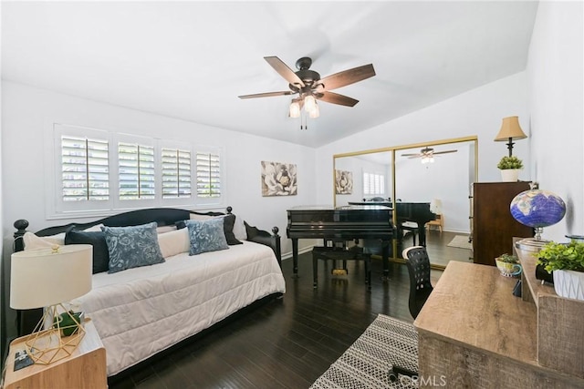 2018 Anaheim Ave, Costa Mesa, CA 92627 - bedroom featuring vaulted ceiling, multiple windows, dark wood-type flooring, a closet, and baseboards