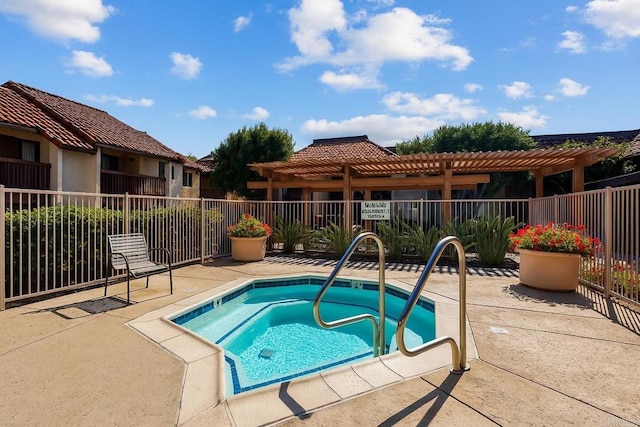 200 Chambers St Unit 19, El Cajon, CA 92020 - view of swimming pool with a hot tub, a pergola, and fence