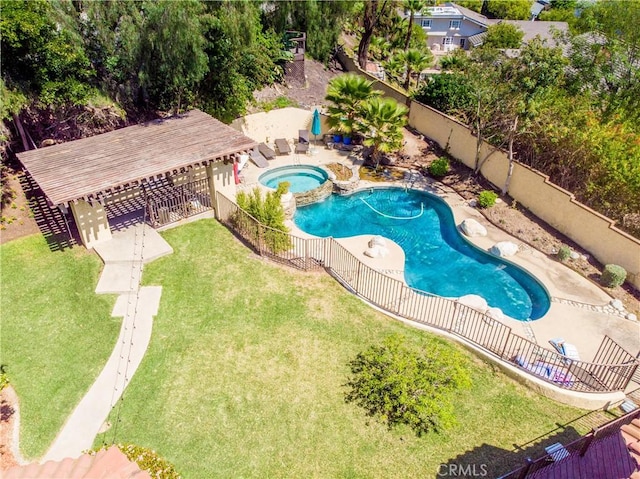 9092 S Rama St, Villa Park, CA 92861 - view of pool with a pool with connected hot tub and a patio