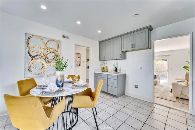 212 Macalester Dr, Walnut, CA 91789 - kitchen with gray cabinets, baseboards, light tile patterned flooring, recessed lighting, and light countertops